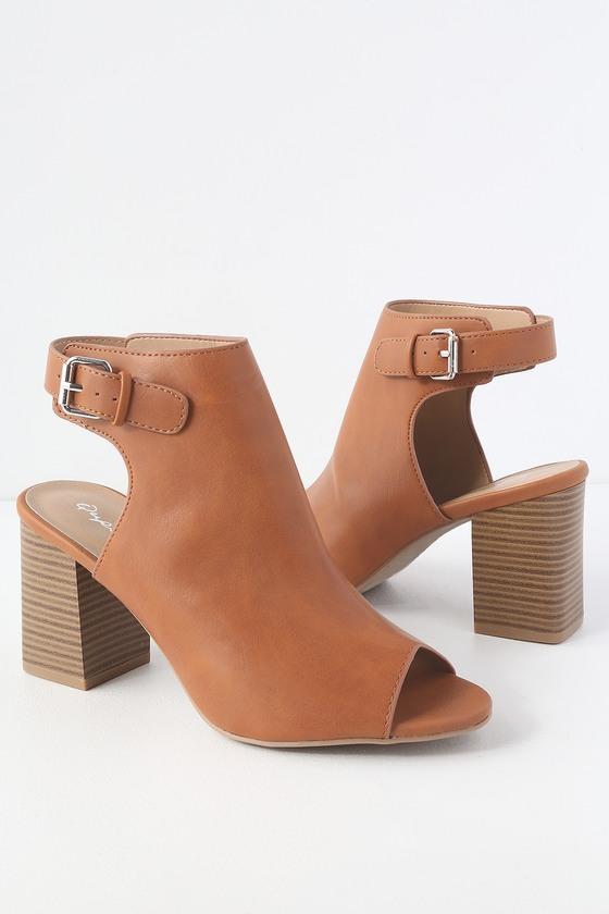 Qupid Otto Rust Peep Toe Booties | Lulus
