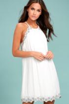 Lush Despacito White Embroidered Shift Dress | Lulus