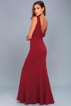 Call My Name Wine Red Backless Maxi Dress | Lulus