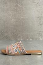 Kamala Beige Embroidered Slide Sandal Heels | Lulus