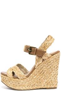 Mia Francis Natural Raffia Platform Wedges