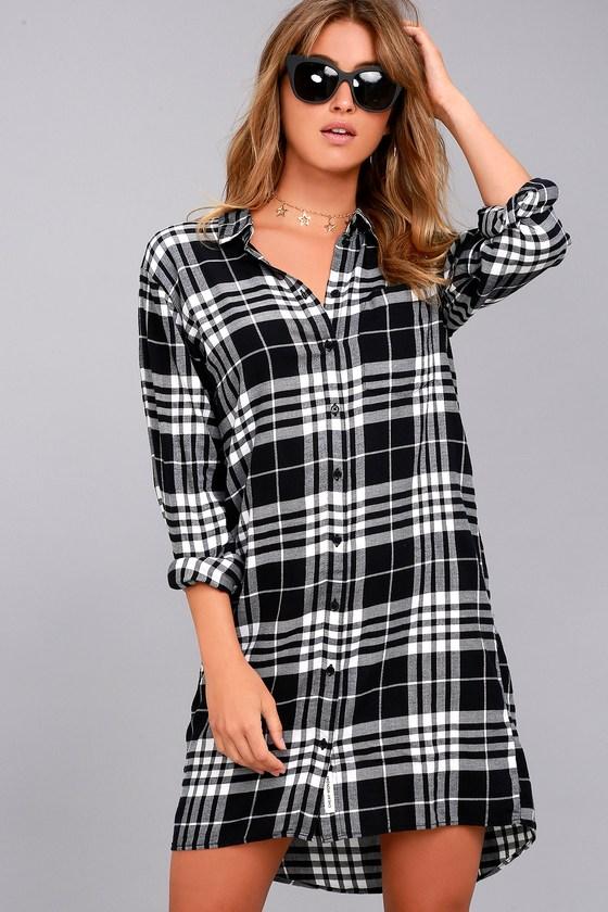 Cheap Monday | Anti Flannel Black Plaid Shirt Dress | Size 38 | 100% Cotton | Lulus