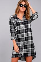 Cheap Monday | Anti Flannel Black Plaid Shirt Dress | Size 38 | 100% Cotton | Lulus