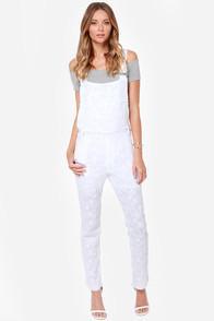 Lucca Couture Bloom Shaka Laka White Lace Overalls