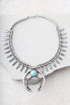 Lulus Good Luck Charm Turquoise And Silver Statement Necklace