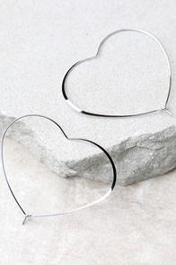 Lulus Love Comes Calling Silver Hoop Earrings