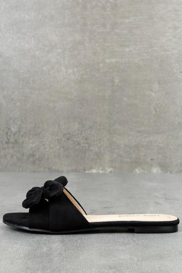 Chase & Chloe Kyndall Black Suede Slide Sandal Heels | Lulus