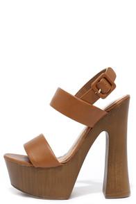 Bamboo Farrah Tale Cognac Platform Heels