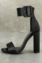 Machi | Elina Black Satin Ankle Strap Heels | Size 10 | Lulus