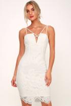 Milestone White Lace Strappy Bodycon Dress | Lulus