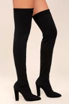 Bamboo | Alyce Black Knit Thigh High Boots | Lulus