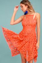 Free People Just Like Honey Coral Orange Lace Dress