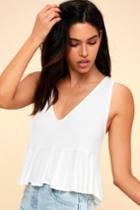 Gwynne Ivory V-neck Ruffled Cropped Tank Top | Lulus
