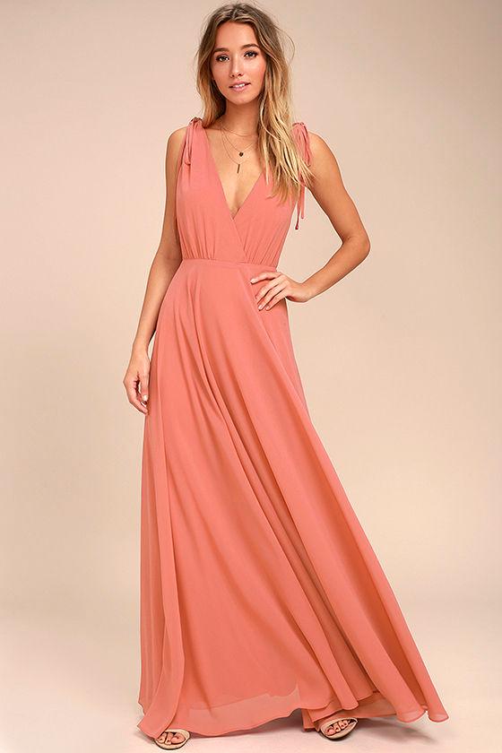 Dance The Night Away Rusty Rose Backless Maxi Dress | Lulus