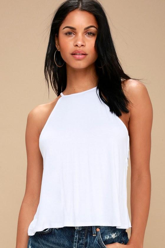 Drop Top White Strappy Tank Top | Lulus