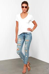 Pistola Arizona Distressed Medium Wash Ankle Skinny Jeans