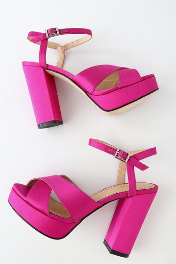 Allegra James Graciella Pink Satin Platform Heels | Lulus