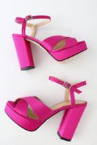 Allegra James Graciella Pink Satin Platform Heels | Lulus