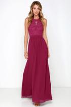Bariano Optimum Opulence Berry Pink Lace Maxi Dress