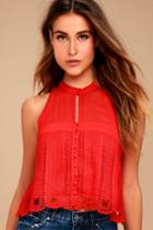 Free People | Rory Red Crochet Crop Tank Top | Size X-small | 100% Polyester | Lulus
