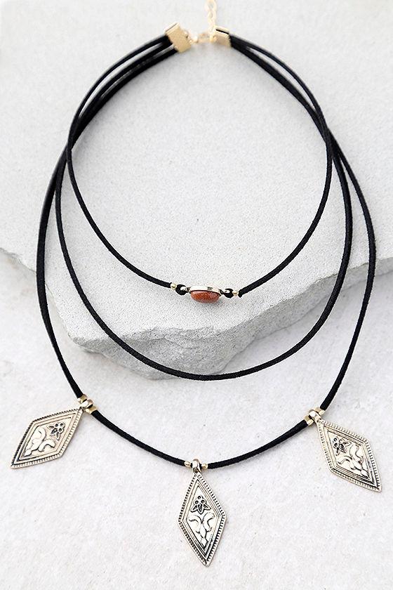 Lulus | Antique Allure Gold And Black Layered Choker Necklace | Vegan Friendly