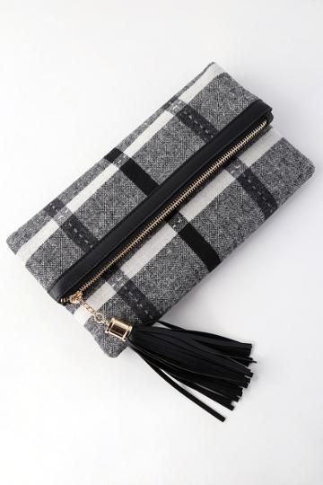 Rockwell Black Plaid Clutch | Lulus