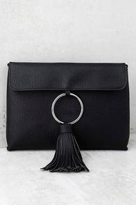 Lulus Next Big Thing Black Tassel Clutch