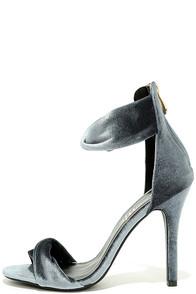 So Me Impress Me Blue Steel Velvet Ankle Strap Heels