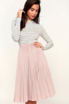 Nina Blush Pink Suede Pleated Midi Skirt | Lulus