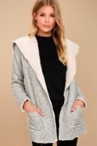 Ppla | Lydia Grey Sherpa Coat | Size Large | 100% Polyester | Lulus