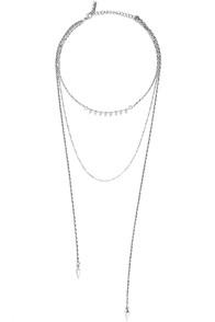 Lulus Case And Point Silver Layered Necklace