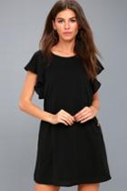 Lookin' Cute Black Short Sleeve Shift Dress | Lulus