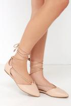 Bamboo Line Of Sight Nude Lace-up Flats