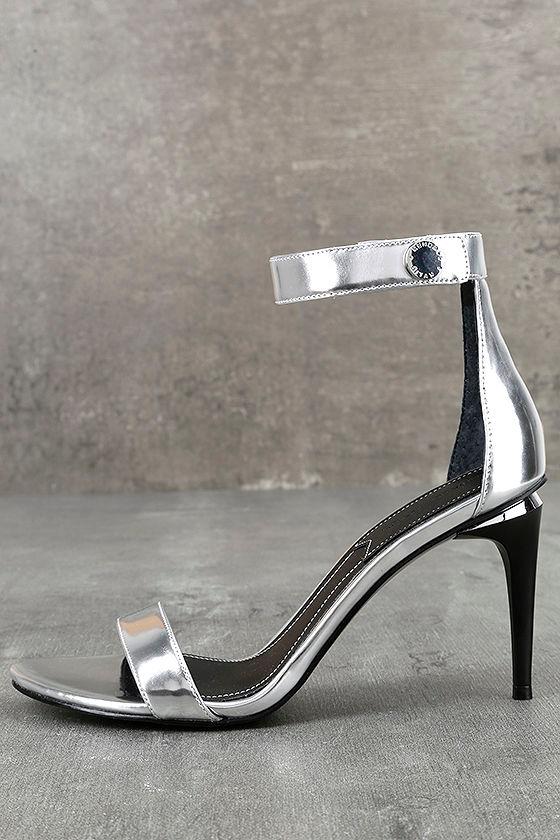 Kendall + Kylie | Madelyn3 Silver Ankle Strap Heels | Size 10 | Lulus