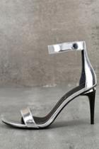 Kendall + Kylie | Madelyn3 Silver Ankle Strap Heels | Size 10 | Lulus