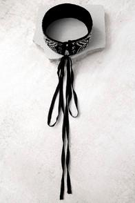 New Friends Colony Deco Black And Gunmetal Choker Necklace