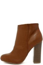 Bamboo Molly Chestnut High Heel Ankle Booties