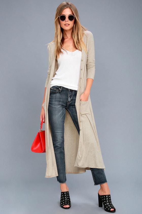 Graceful Ways Light Beige Long Cardigan Sweater | Lulus