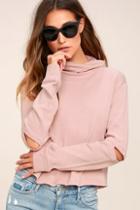 Rd Style Play Along Blush Pink Cropped Turtleneck Sweatshirt