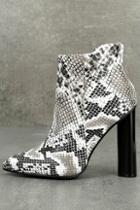 Qupid Scarlett Black And White Snake Print High Heel Ankle Booties