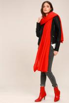 Free People Kennedy Red Waffle Knit Oversized Scarf