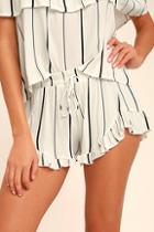 Lulus Curiosity White Striped Shorts