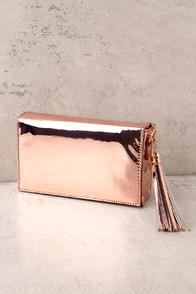 Lulus Sugar Sugar Rose Gold Purse
