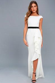 Lulus Ballroom Bound White Off-the-shoulder Maxi Dress