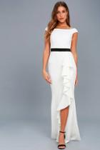 Lulus Ballroom Bound White Off-the-shoulder Maxi Dress