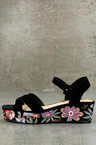 Chelsea Crew Fancy Black Suede Leather Platform Sandals