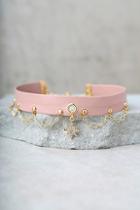 Ettika Sleeping Beauty Pink Leather Choker Necklace