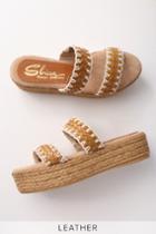 Sbicca Wiston Tan Woven Leather Flatform Slide Sandals | Lulus