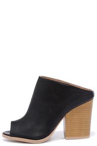 Qupid City Chic Black Peep Toe Mules