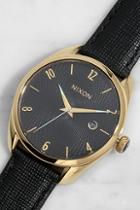 Nixon Bullet Gold And Black Leather Watch